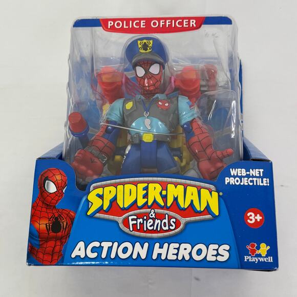 Spider-Man & Friends Police Officer Action Hero Web Net Projectile 2002 Playwell - Picture 5 of 7